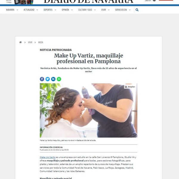 Especial Bodas | Diario de Navarra – Make Up Vartiz, maquillaje profesional en&nbsp;Pamplona