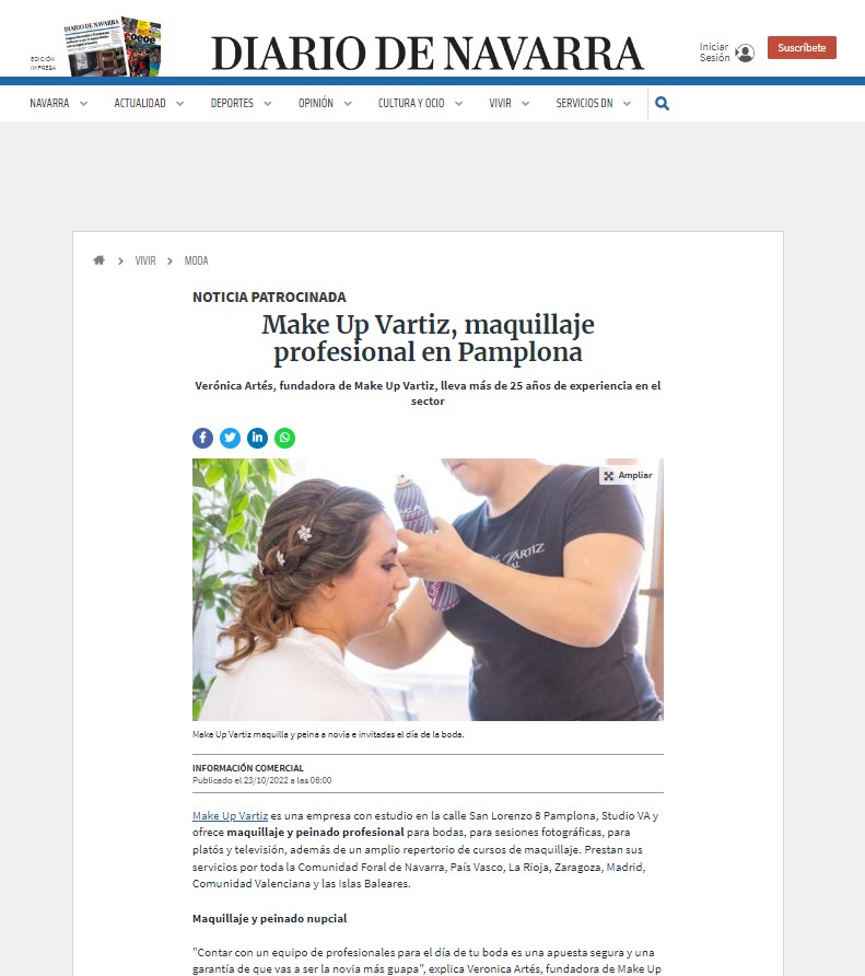 Especial Bodas | Diario de Navarra – Make Up Vartiz, maquillaje profesional en Pamplona